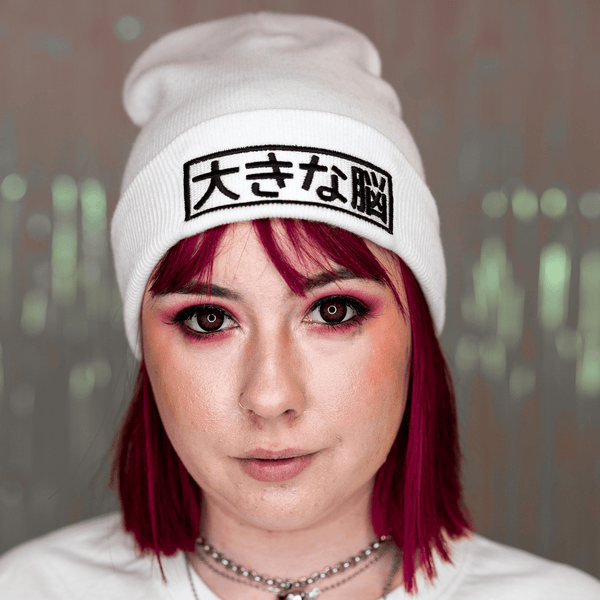 Big Brain Beanie - White - Saikou Apparel